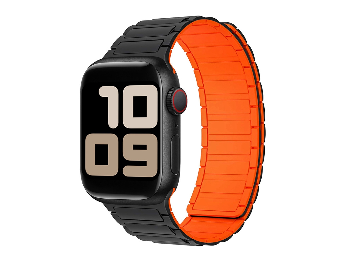 Pulseira Magnética De Silicone Estilo Uniforme Trabalho Com Três Contas E Duas Seções Para Apple Watch S11, Preta E