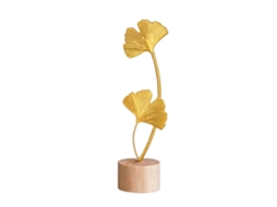Estátua Decorativa Moderna de Ferro Folha de Ginkgo Dourada