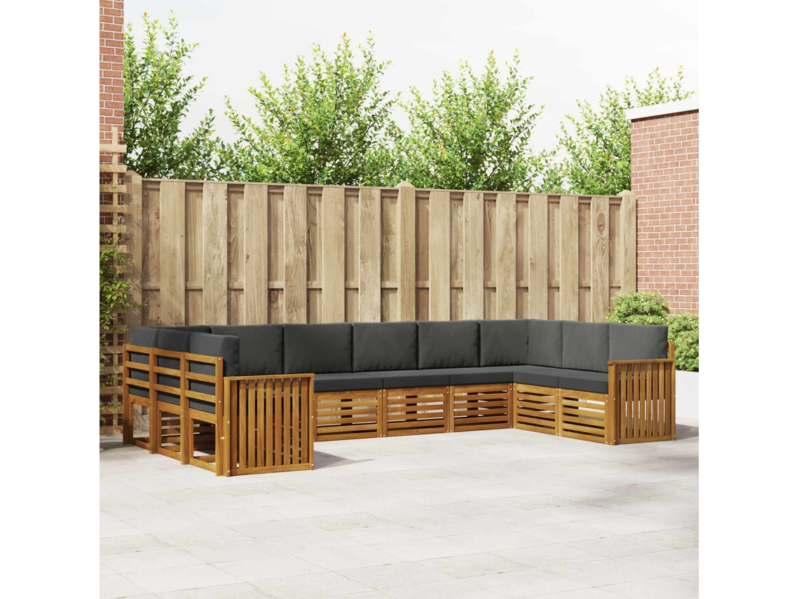 Vidaxl Conjunto De Sofá Sectional 10 Pcs Natural E Antracite