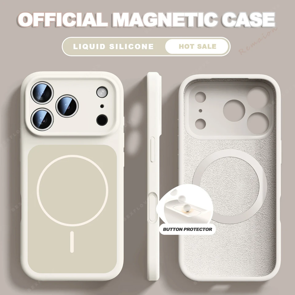 Capa Magnética Magsafe De Silicone Líquido (iphone 13 Pro Max, Branca), Adequada Para Iphone, Capa Macia À Prova De Choque.