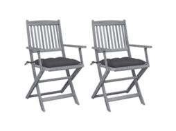 Cadeiras Exterior Dobráveis C/ Almofadões 2 Pcs Acácia Maciça Dkd Home Decor
