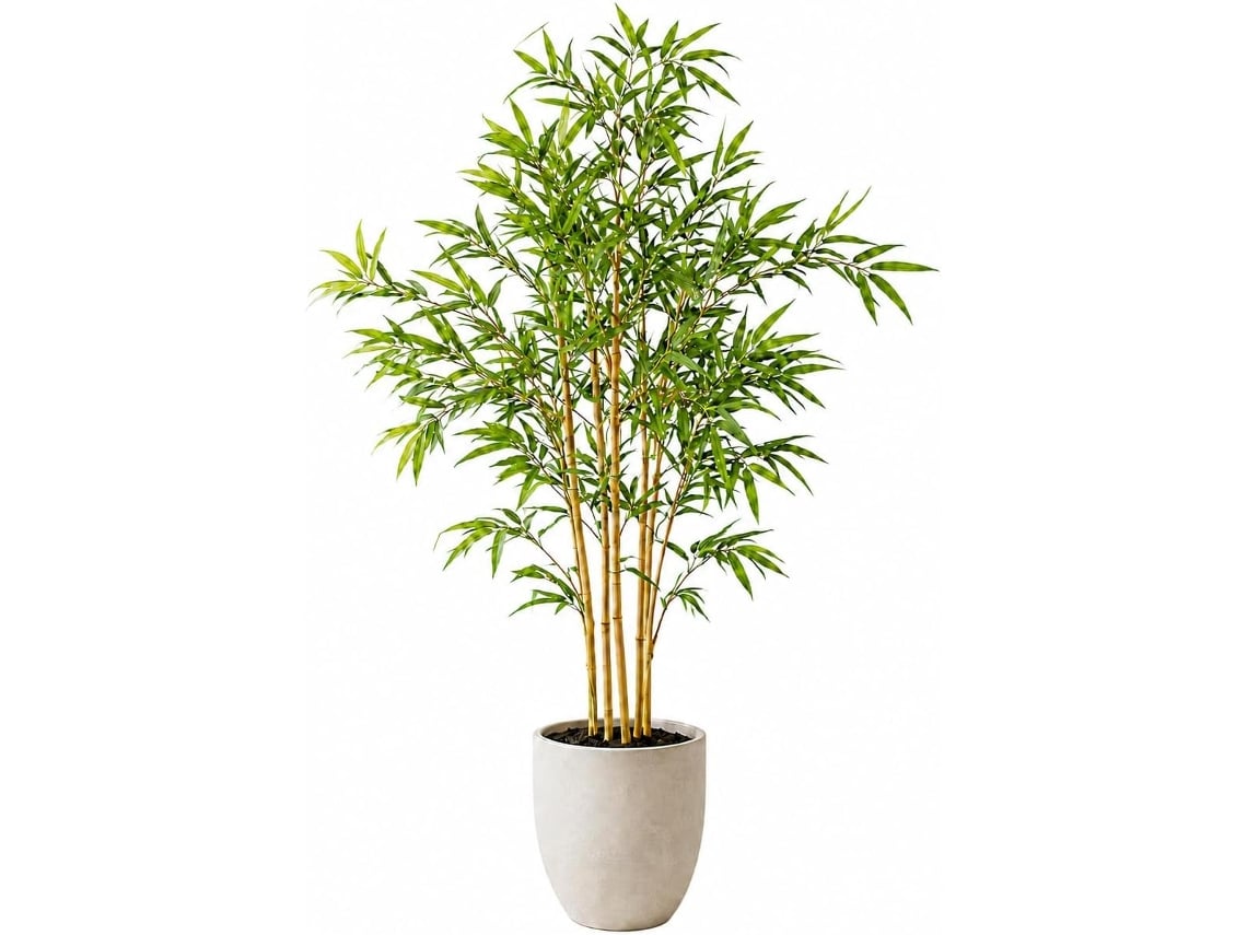 Edihome Bambu Artificial 120 Cm Com Vaso De Plástico Preto Para Decoração De Interior