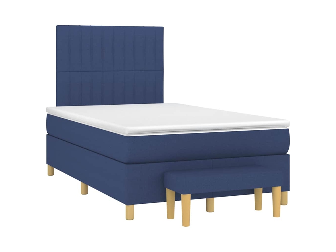 Vidaxl Cama Boxspring Com Colchão 120x190 Cm Tecido Azul