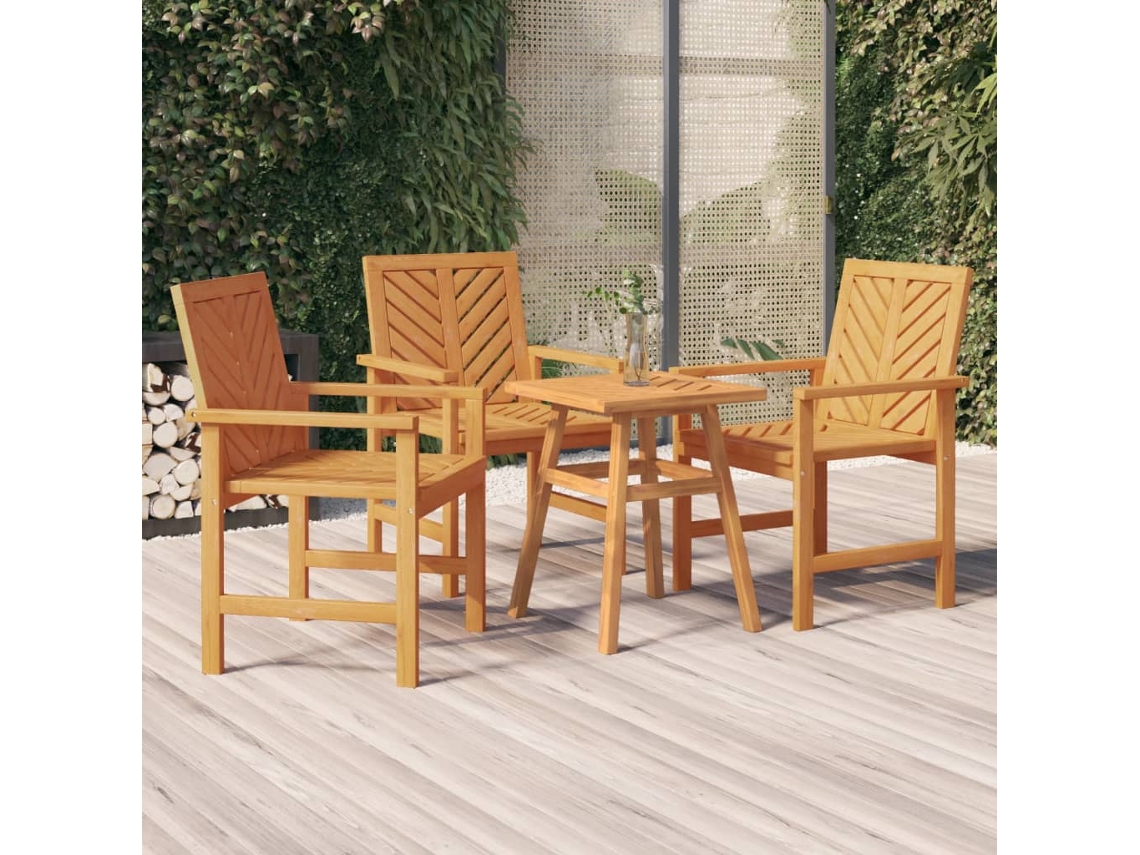 Cadeiras De Jantar Para Jardim 3 Pcs Acácia Maciça Dkd Home Decor