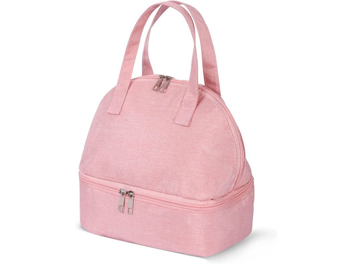 Bolsa Térmica de Almoço com Dois Compartimentos, Leve e Portátil, Rosa | S/MARCA