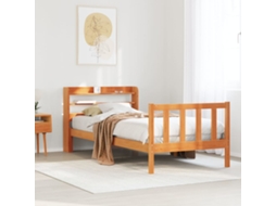Estrutura Cama C/ Cabeceira 100x200cm Pinho Maciço Castanho-mel
