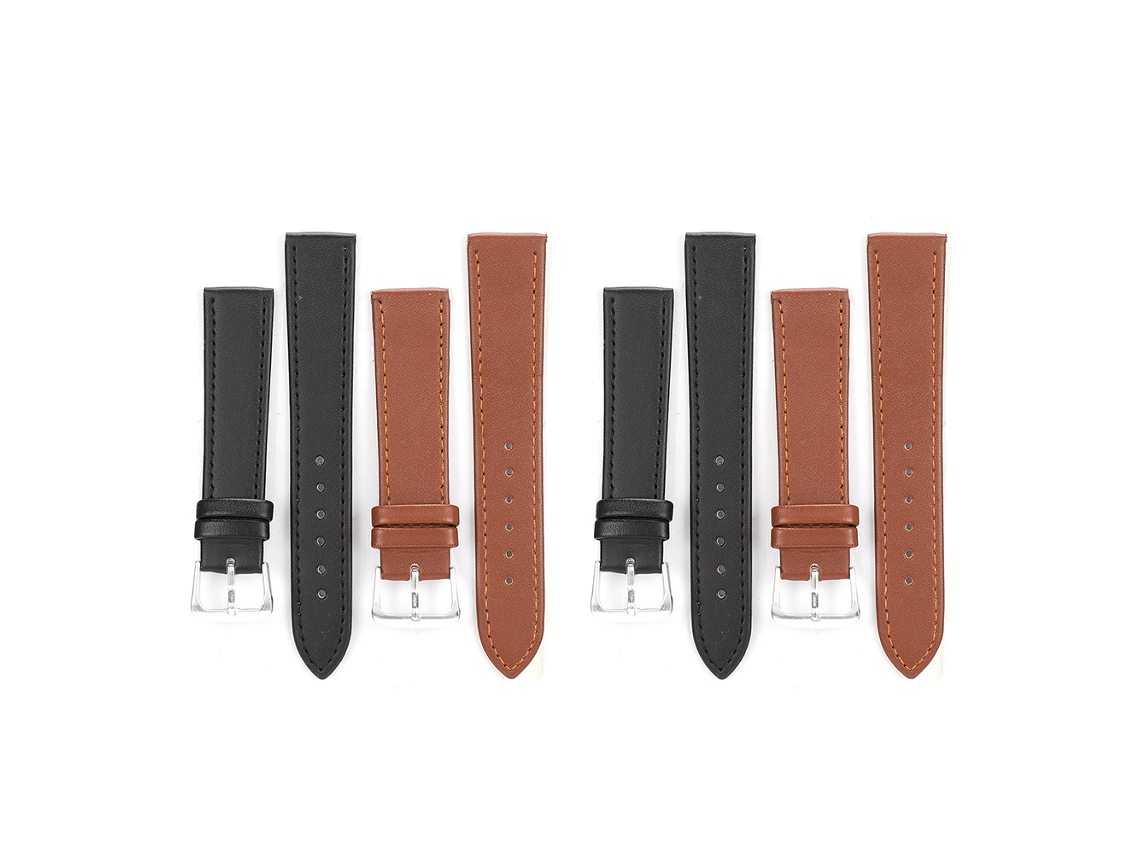 Pulseira universal de couro PU para relógio com fivela, 4 peças, substituição