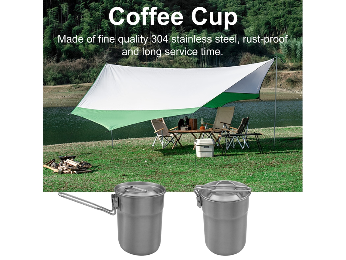 Business copo de Café de Camping com Alça Plegável em Aço Inox | S/MARCA