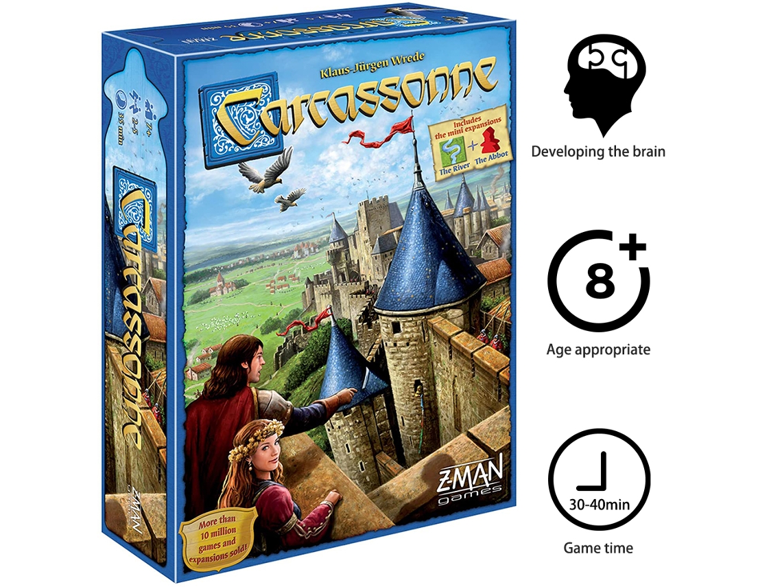 Primerox jogo de Tabuleiro Carcassonne para Família e Festas com Expansões River e Abadeiro 2 5 Jogadores