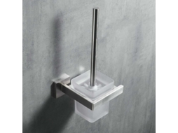 Escova de Vaso Sanitário Montada na Parede Acabamento Mate Inox Escovado e Vidro Fosco NEVEANCE