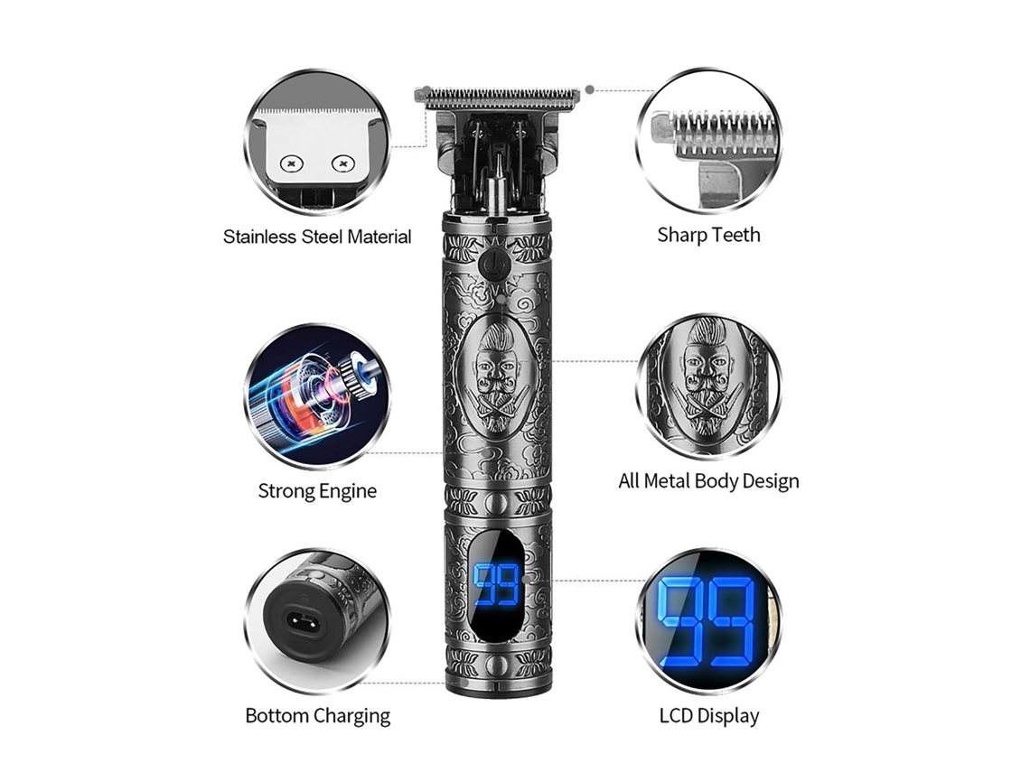 2026 cortadora de Cabelo Elétrica Bestauty com Display Lcd Recarregável Usb para Corte de Cabelo em Casa Máquina Diy