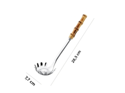 Colher Para Massa Em Aço Inoxidável 304 Com Cabo De Bambu, Prática Para Sopas E Macarrão, Utensílio De Cozinha Ecológico.