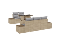 Conjunto 6 Móveis Para Exterior Vidaxl Bege Vime Pe (100 X 55 X 73 Cm)