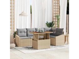 Vidaxl Conjunto De Sofá De Jardim 6 Unid. Bege E Cinza