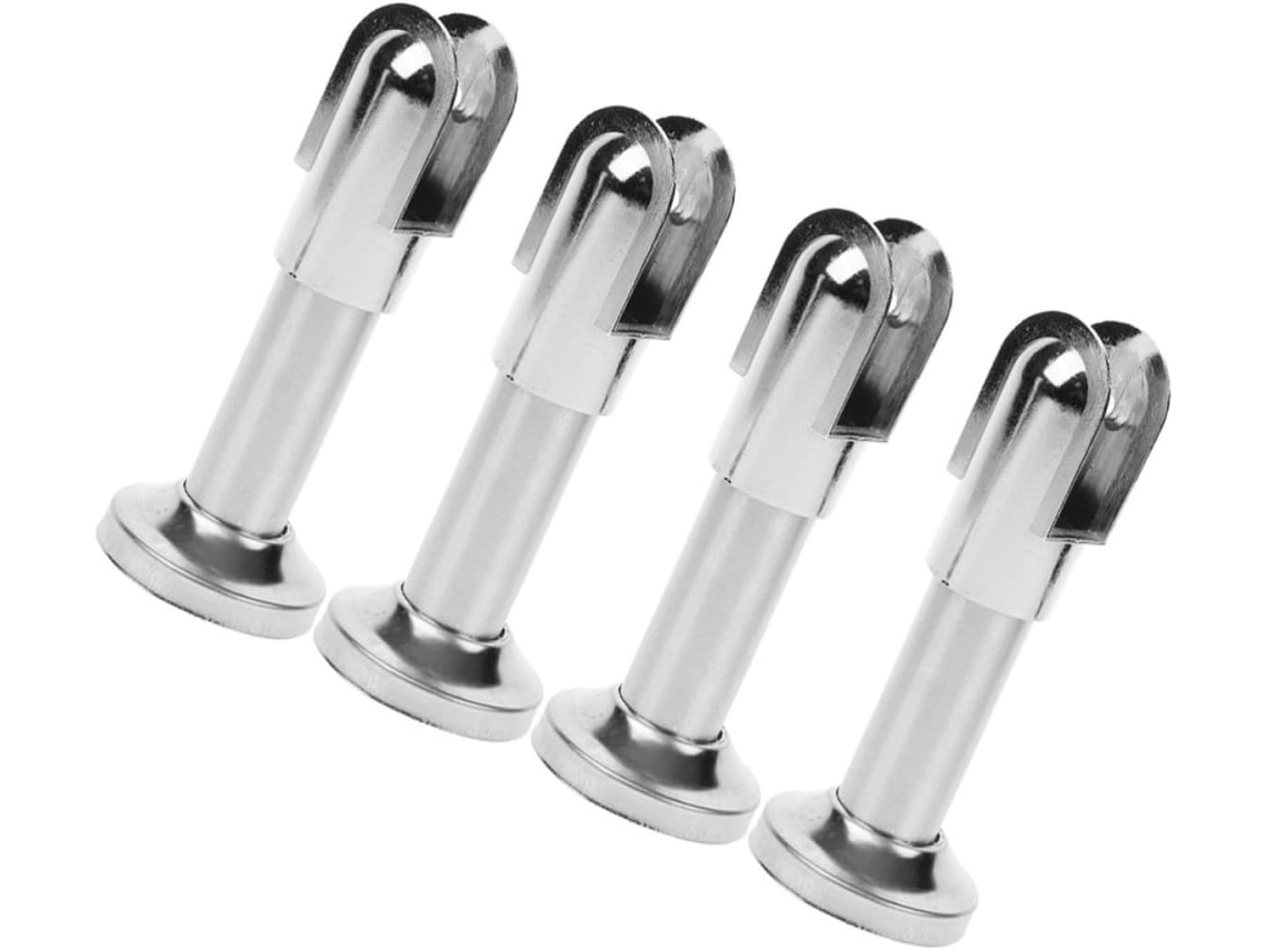 Conjunto de 4 Fixadores Aço Inoxidável para Divisórias Banheiro com Pés Apoio Alumínio 10 Cm CHABERLU