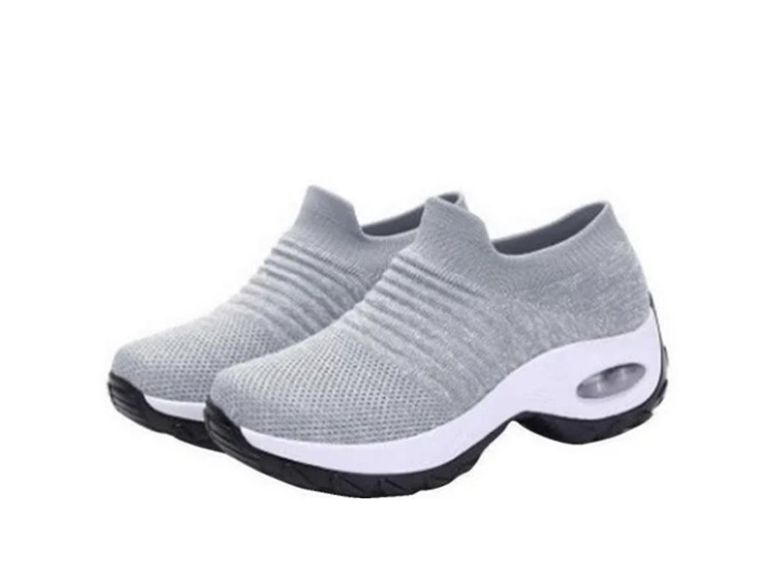 Tênis De Caminhada Feminino Super Leve E Flexível Com Sola De Ar, Adequado Para Trabalho E Atividades Diárias Gray White