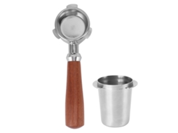 Portafiltro sem fundo de aço inox, com xícara coletora de pó, 51mm, mogno com Marca