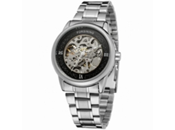 Relógio mecânico automático masculino Forsining, pulseira de aço, resistente à água.