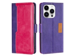 Capa Roxa Para Iphone 15 Pro Max Pele Sintética Magnética Rosa