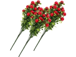 Buquês De Simulação De Flores De Cerejeira Artificiais Com Frutos Vermelhos Para Decoração De Árvore Gokoco