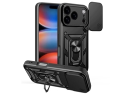Capa Protetora Deslizante Para Câmera Com Anel Metálico Skalo Para Iphone 17 Pro - Preta