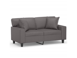 Maison Exclusive - Sofá 2 Lugares + Almofadas Decorativas 120cm Couro Artif. Cinza