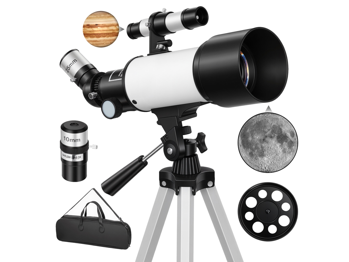 Telescópio Para Iniciantes E Adultos Em Astronomia, Abertura De 70 Mm, Montagem Az De 400 Refrator Com Tripé.