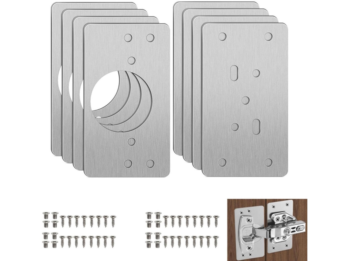 Placa De Reparo De Dobradiça, 9 * 4, 7 Cm, Aço Inoxidável, Para Armários De Cozinha E Móveis, Com Parafusos