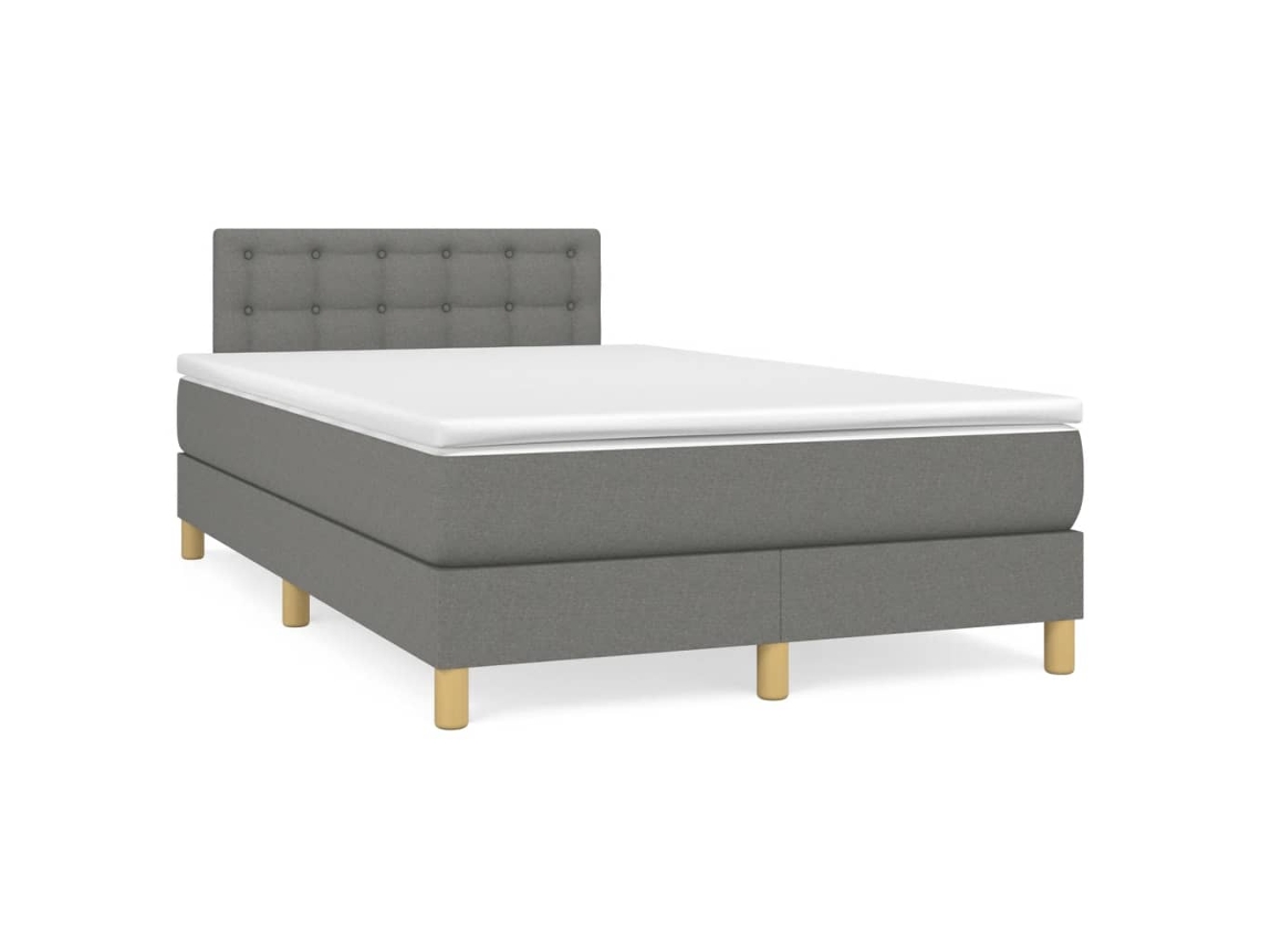 Vidaxl Cama Box Spring C/ Colchão E Led 120x190 Cm Tecido Cinza-escuro