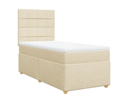 Cama com Molas/colchão 100x200 Cm Tecido Cor Creme MAISON EXCLUSIVE