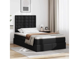 Vidaxl Cama Com Armazenamento Preto 120 X 190 Cm Couro Sintético