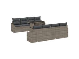 Conjunto 9 Sofá De Jardim Vidaxl Preto Vime Pe (100 X 55 X 73 Cm)