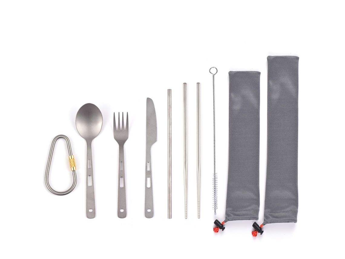 Conjunto de Talheres de Titânio para Casa Viagem Camping