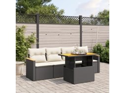 Vidaxl 5 Pcs Conjunto Sofás de Jardim com Almofadões Vime Pe Preto