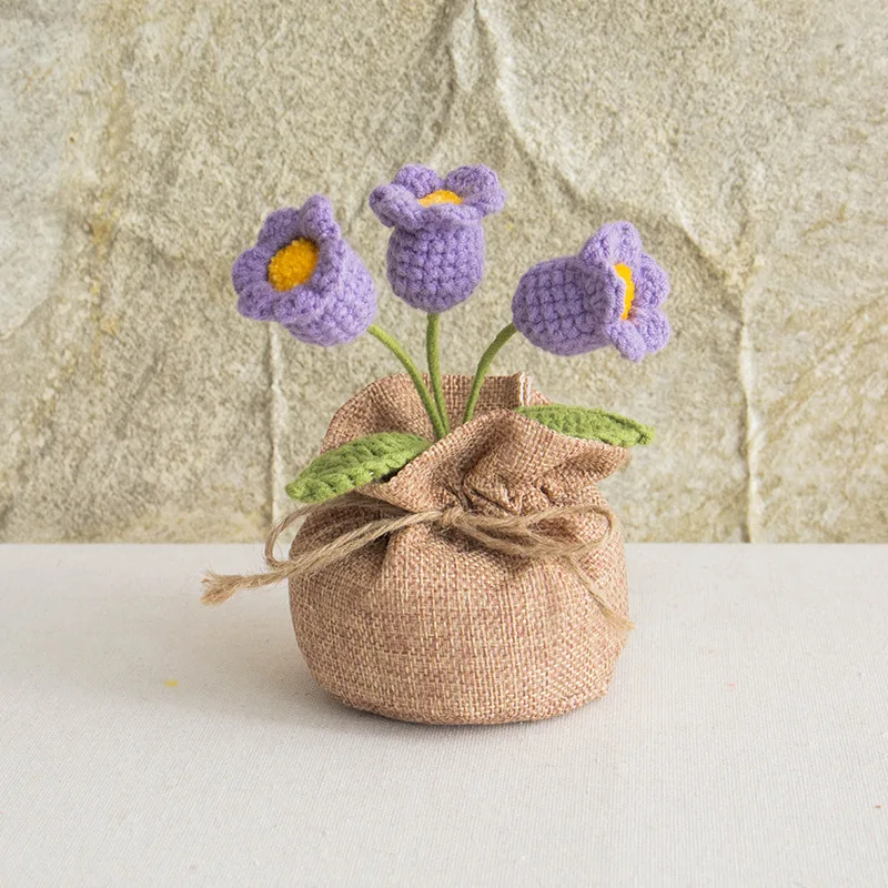 Plantas Fofas Em Vasos De Crochê Com Flores