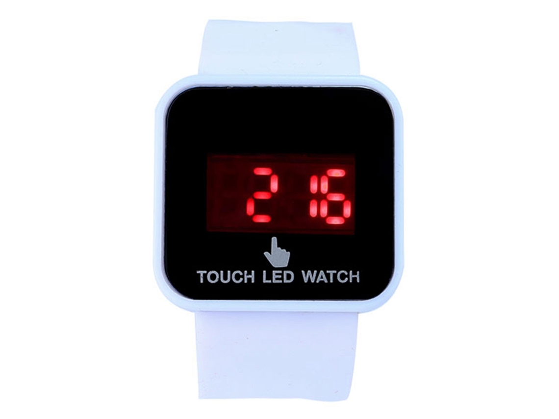 Relógio Infantil de Quartzo com Tela Tática e Pulseira de Silicone Led Moda Casual Branco