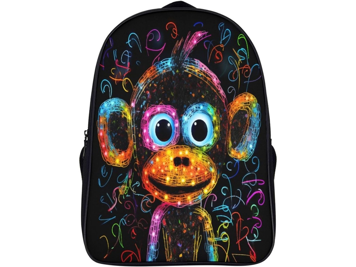 Mochila Escolar Infantil Com Estampa De Macaco, Ajustável E Fivela, Ideal Para Meninas Meninos.