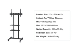 Suporte Para Tv, Altura Ajustável, Móvel Com Bandeja Dupla, 32 70 Em Oem