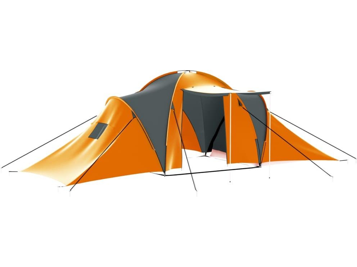 Tenda de campismo para 9 pessoas VIDAXL tecido cinzento e laranja