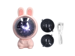 Lâmpada de Noite Projetora de Estrelas em Forma de Coelho Luz Suave 5v Rosa para Quarto | S/MARCA