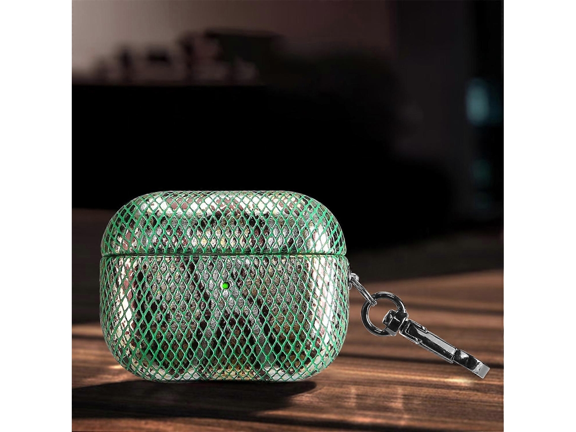 Capa De Fone De Ouvido De Pele De Cobra J01 Mesh Para Airpods Pro, Verde Chennnls