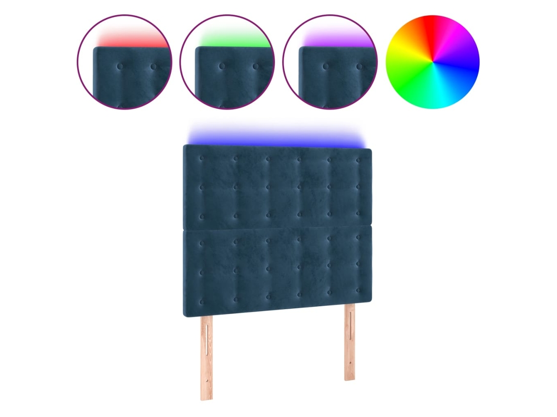 Cabeceira de Cama com Luzes Led Veludo Azul Escuro MAISON EXCLUSIVE (90x5x118 cm)