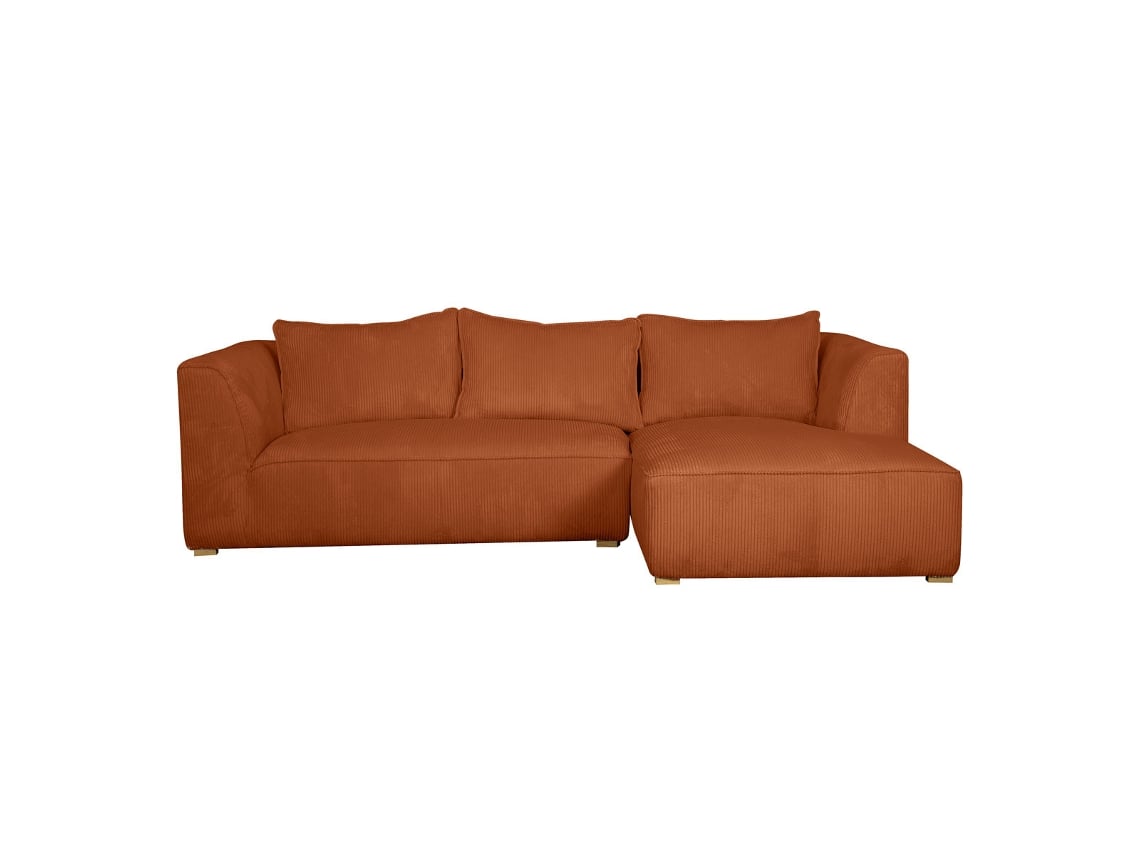 Sofá chaise longue direito design de veludo cotelê terracota 3-4 lugares Panam MILIBOO