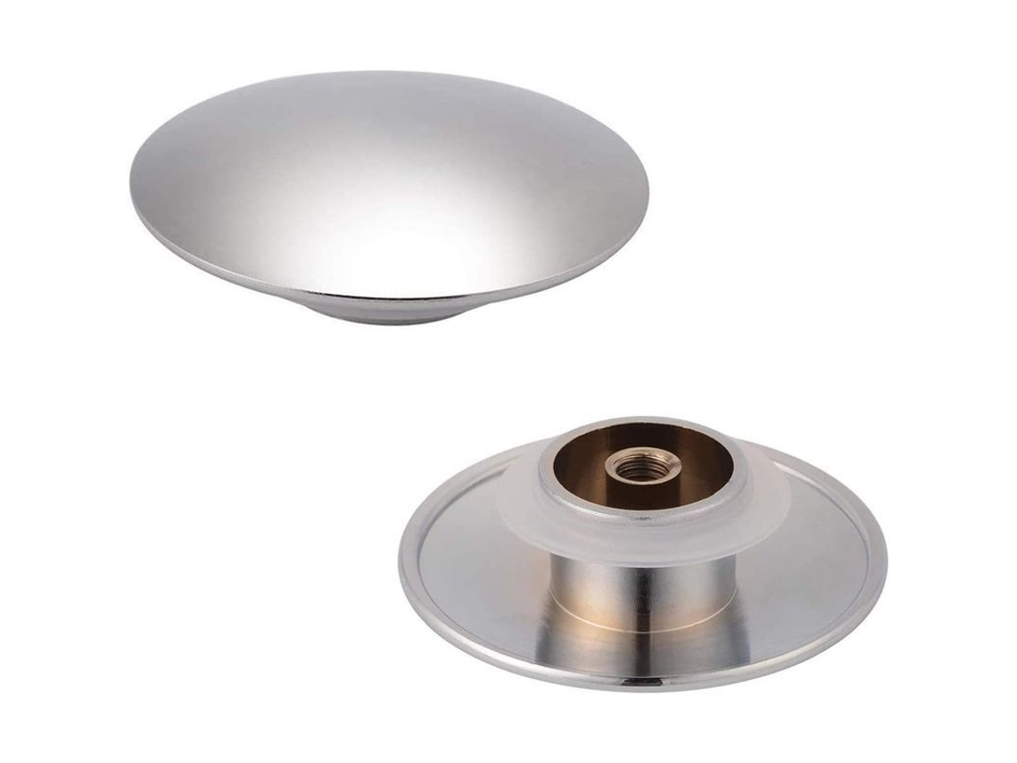 Tampón de Desagüe de Latão, 66mm, para Lavabos de Banho e Cozinha, Cromado, Anticorrosivo S/MARCA