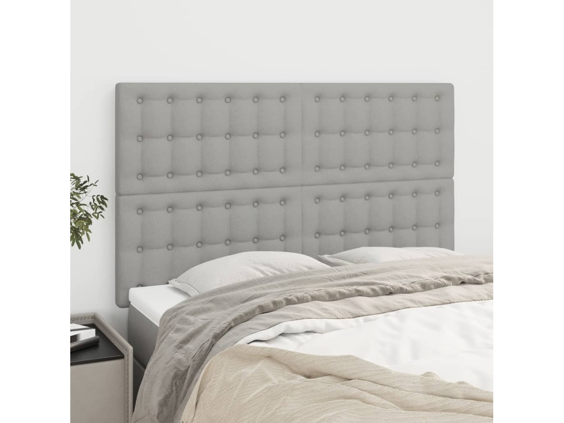 Vidaxl Cabeceira Cinza Claro 144x5x118/128 Cm Tecido