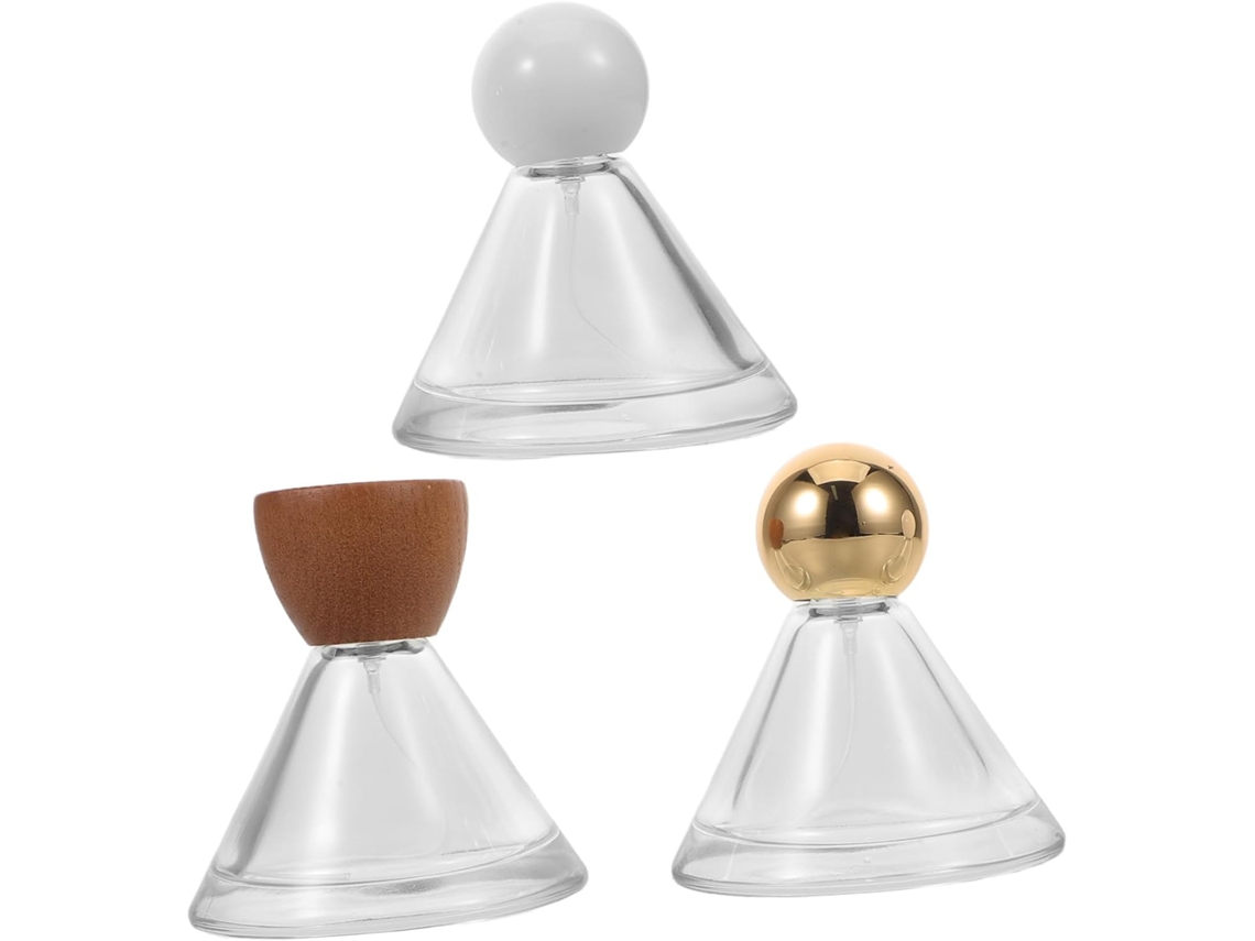 De 3 Mini Frascos De Vidro Plano Para Viagem Com Atomizador De Perfume Recarregáveis