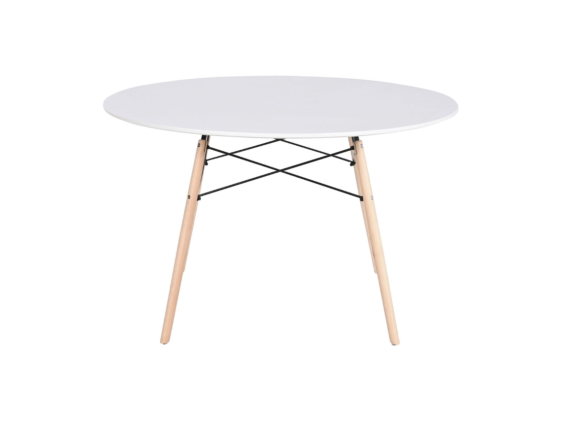Mesa de Jantar HOME ESPRIT Branco Preto Natural Bétula Madeira Mdf 120 X 120 X 74 Cm