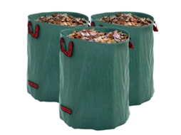 3 sacos para resíduos de jardim 300l com alças, fecháveis e reutilizáveis ø67x84 cm verde BTFORUS