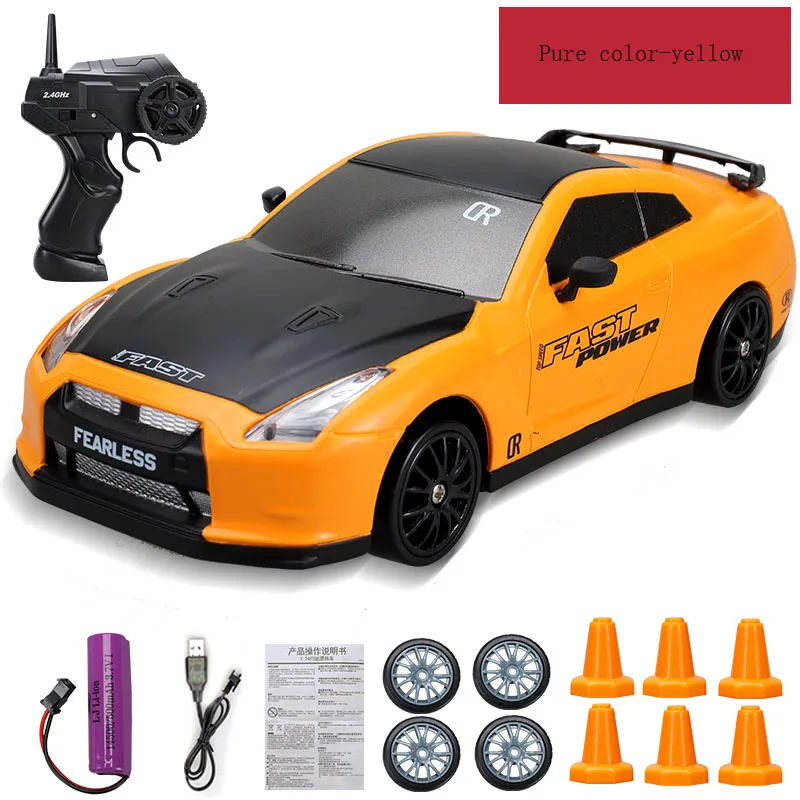 Carro de Drift com Controle Remoto, Tração nas Quatro Rodas e Carregamento Rápido 2.4g para Corridas Dinâmicas MDUG (amarelo)