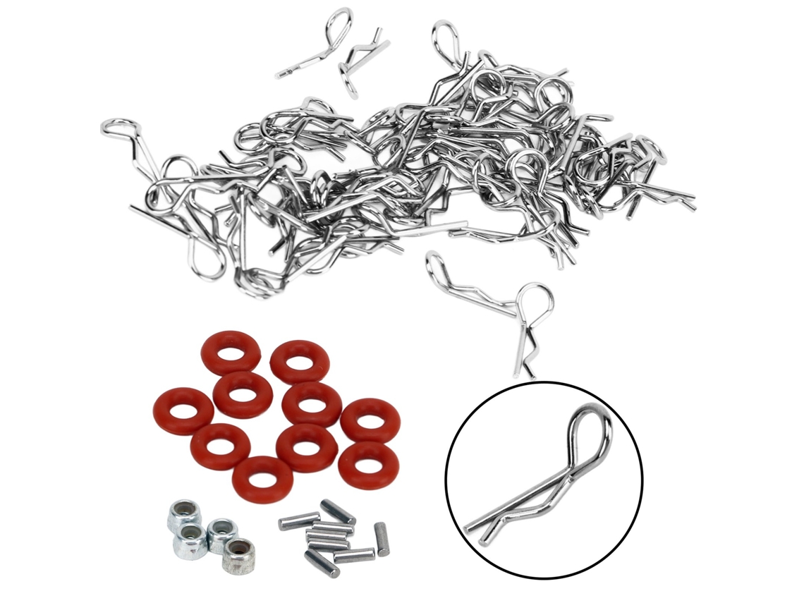 Mali 60pcs Clips para Carro Rc 12mm 0.6mm Fácil Instalação Universal para 1/16 1/18 1/28 1/24 Prata